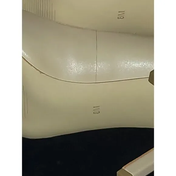 Guess Genuine Leather 3 Beige Heels with Metal Accents